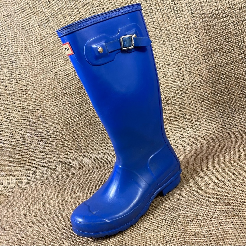 Hunter Rain Boots Original Blue Rubber Tall Pull On Waterproof Size 5 - Picture 2 of 11